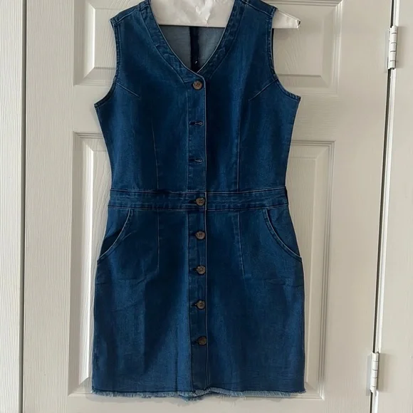 white christmas dresses The Desirae Modest Denim Dress Vintage Denim / L main image 1